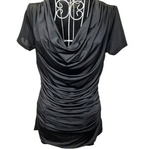 Serena Williams Slinky Ruched Black Top SZ S